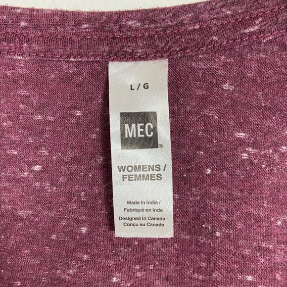MEC Organic Cotton Short Sleeve V-Neck Tee Size Large T-Shirt Heathered Purple L - Picture 2 of 6